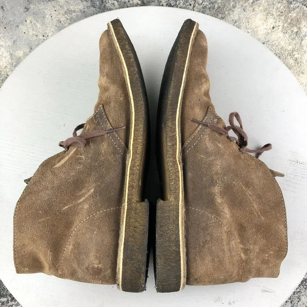 Clarks Men's Size 8.5 Originals Desert Brown Leather Lace-Up Ankle Boots FAIR
